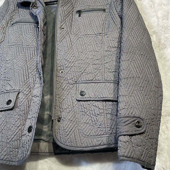 Kenneth Cole New York Grey Quilted Womens Casual Career Small Silver Jacket Coat - Picture 5 of 9